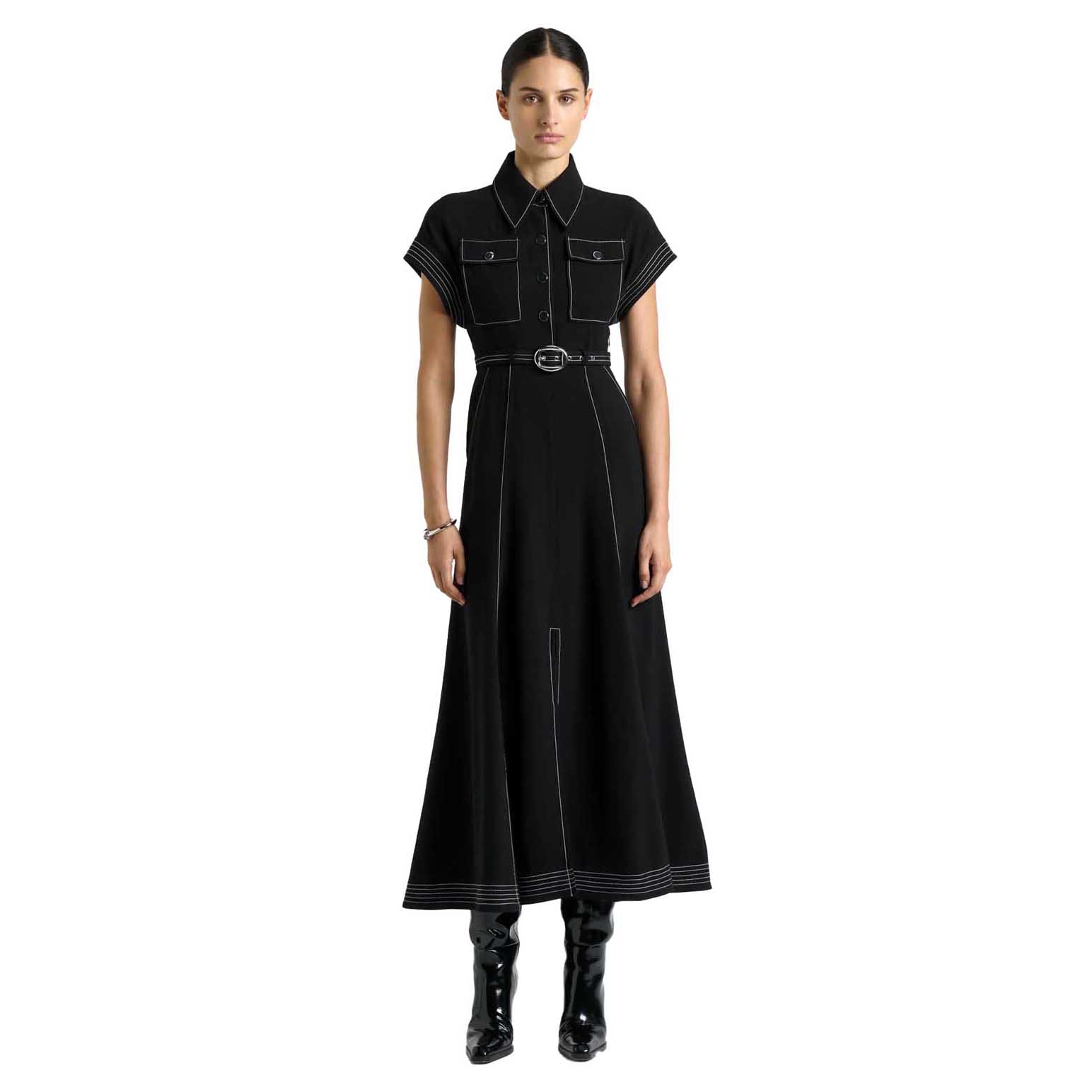 Cue Top Stitched Midi Dress